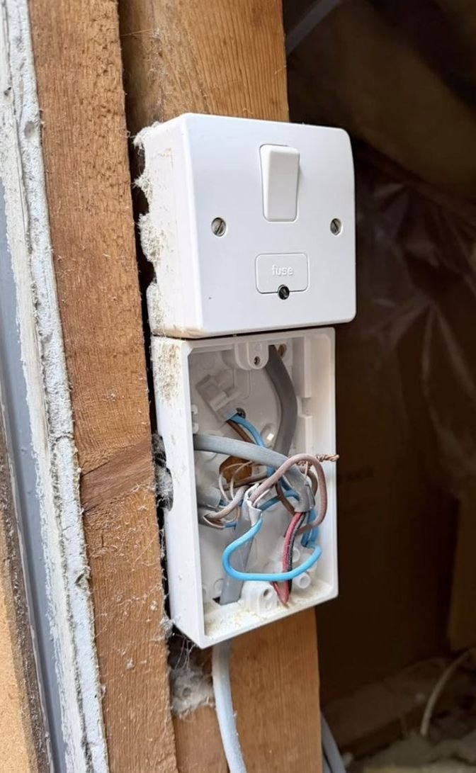 Fused spur with its back box open